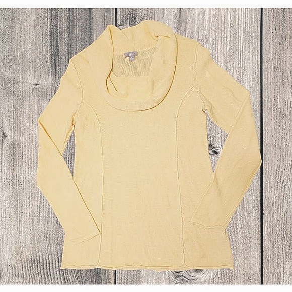 J Jill knit sweater yellow‎ cowl neck size medium - Picture 2 of 6